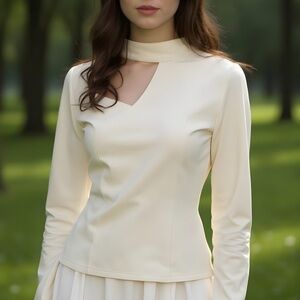 Abercrombie & Fitch Cream Asymmetrical Blouse